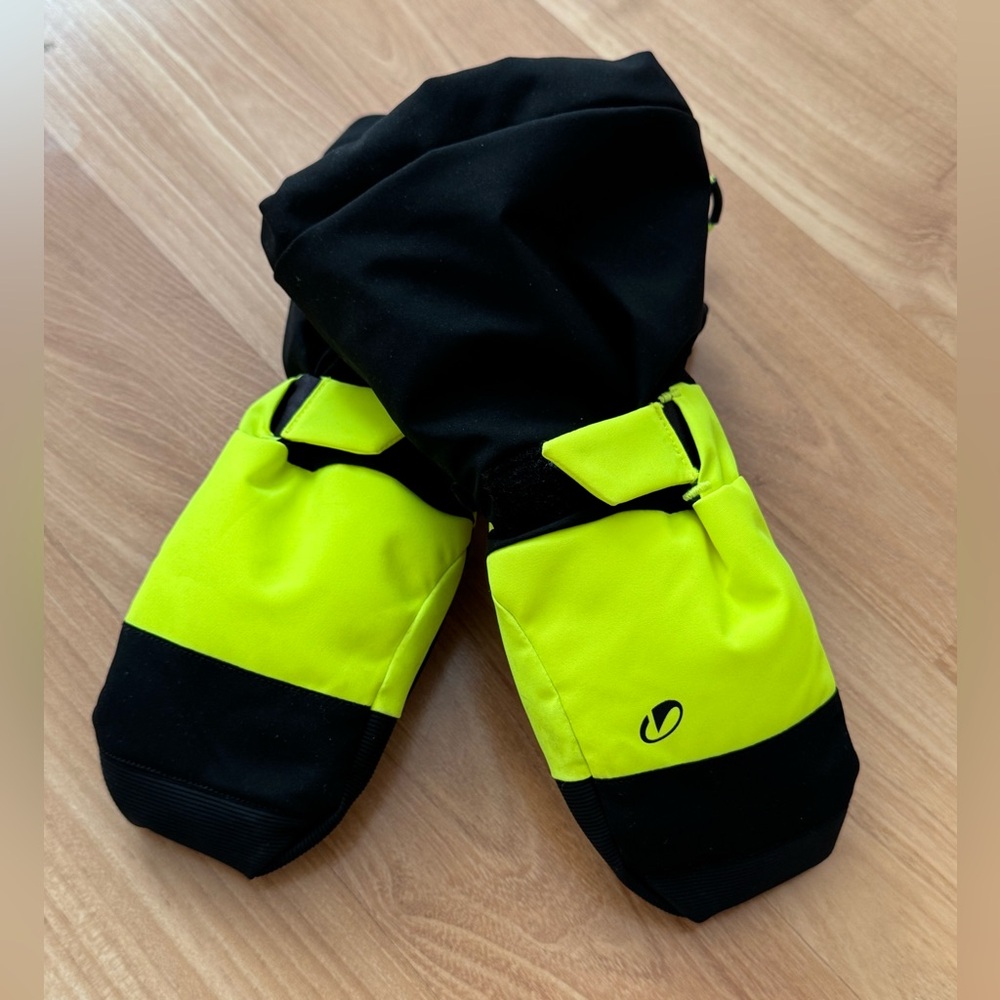 Decathlon Kids Black and Neon Yellow Mittens